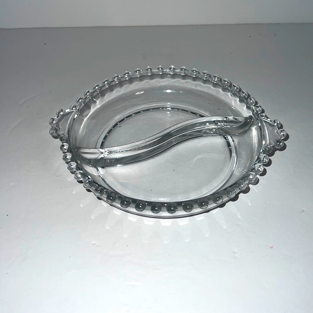 Mid-Century Modern Candlewick Divided Relish Serving Candy Trinket Dish Vintage